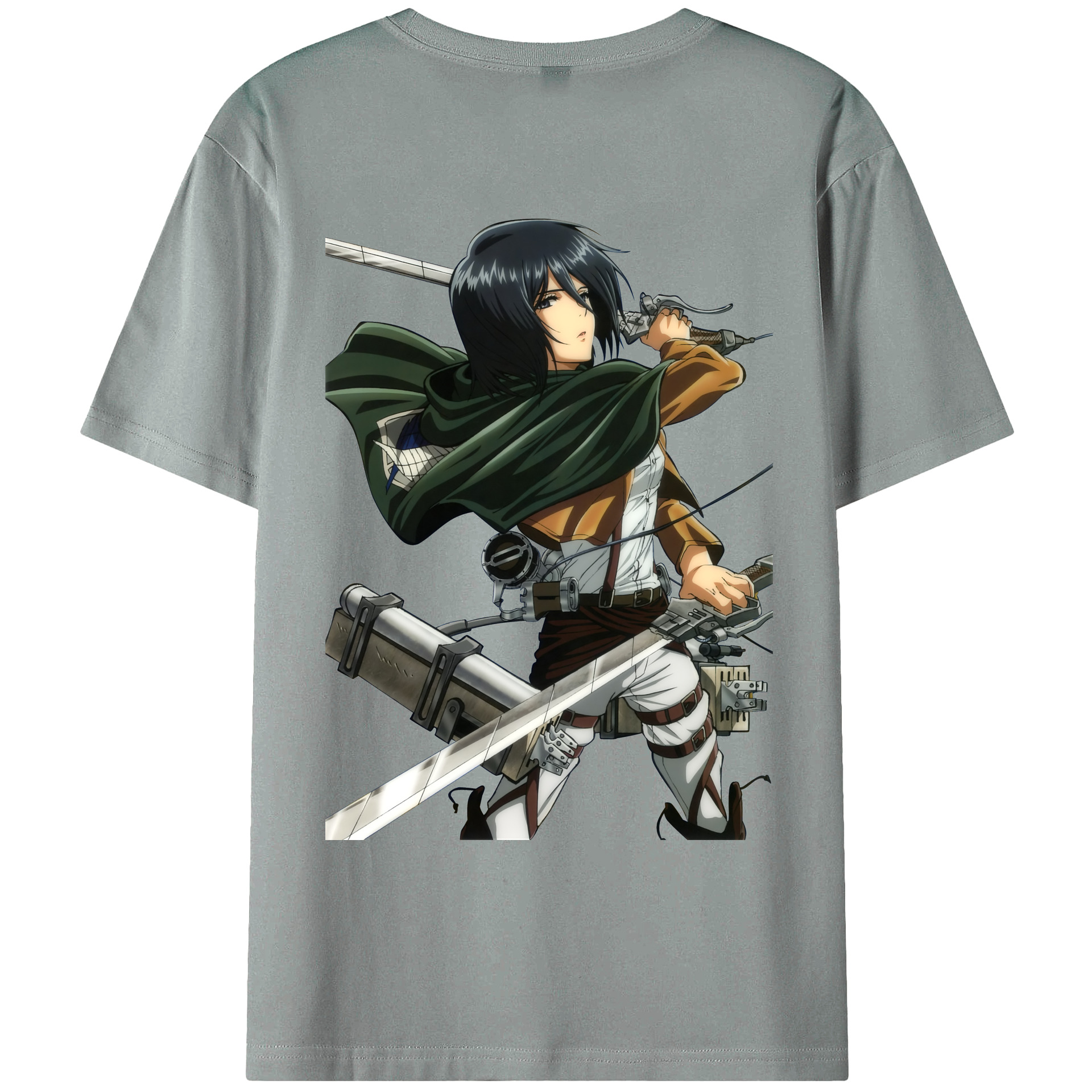 （画像用） 進撃の巨人 ミカサ·アッカーマン Attack on Titan Mikasa Ackerman 綿100％ メンズ半袖Tシャツ（バックプリント） 通気性